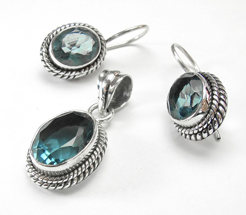 Комплект с аквамариновым кварцем