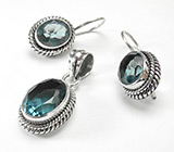 Комплект с аквамариновым кварцем Серебро 925