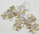 Комплект с гроздьями цитринов Серебро 925