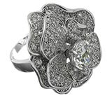 Кольцо-цветок с кубиком циркония Серебро 925