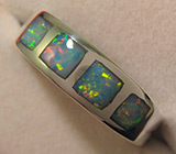 Кольцо с черными опалами