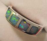 Кольцо с черными опалами Серебро 925