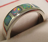 Кольцо с черными опалами Серебро 925