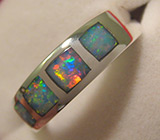 Кольцо с черными опалами Серебро 925