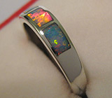 Кольцо с черными опалами Серебро 925