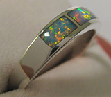 Кольцо с черными опалами Серебро 925