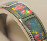 Кольцо с черными опалами Серебро 925