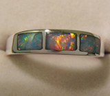 Кольцо с черными опалами Серебро 925