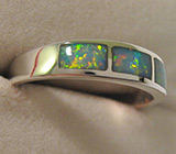 Кольцо с черными опалами Серебро 925