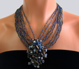 Колье ручной работы с тигровым глазом, лазуритом и гематитом