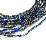 Колье ручной работы с тигровым глазом, лазуритом и гематитом Серебро 925