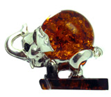 Миниатюра «Слон» с медовым янтарем Серебро 925