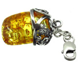 Брелок с медово-желтым янтарем Серебро 925