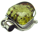 Кулон с зеленым янтарем Серебро 925