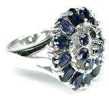 Кольцо с синими сапфирами Серебро 925
