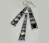 Стильный комплект с самоцветами Серебро 925