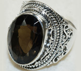 Перстень с дымчатым топазом Серебро 925