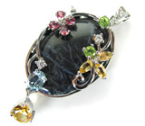 Кулон с содалитом и самоцветами Серебро 925