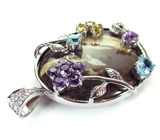 Кулон с агатом и самоцветами Серебро 925