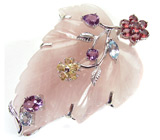 Кулон с резным розовым кварцем Серебро 925