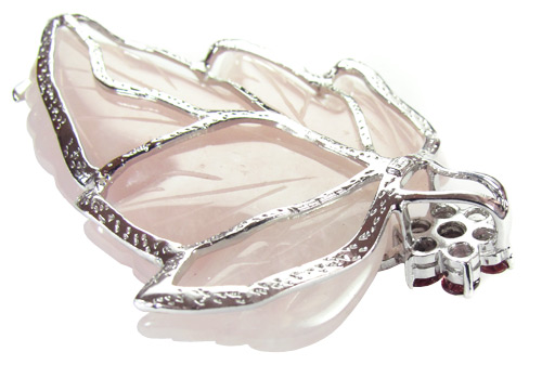 Кулон с резным розовым кварцем Серебро 925