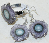 Комплект со слайсами аметиста Серебро 925