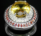 Кольцо с золотым цитрином, оранжевыми сапфирами и цирконами Серебро 925