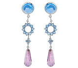 Серьги с голубыми топазами и аметистами