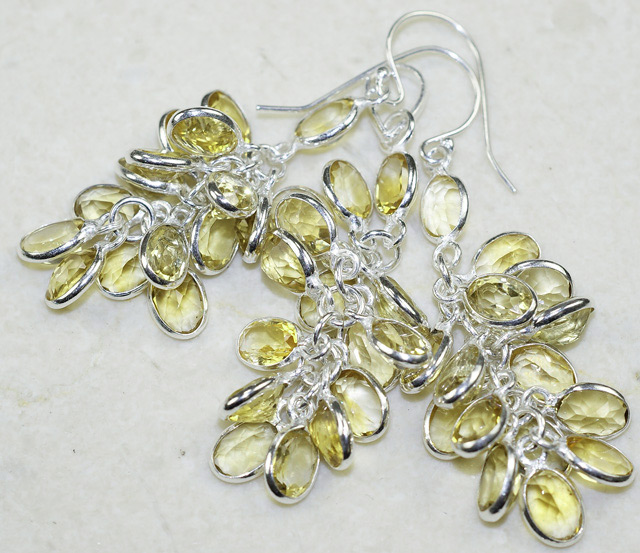 Комплект с гроздьями лимонных цитринов