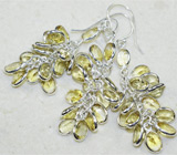 Комплект с гроздьями лимонных цитринов Серебро 925