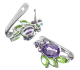 Комплект с аметистами и перидотами Серебро 925