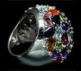 Шикарное яркое кольцо с самоцветами Серебро 925