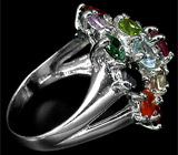 Яркое кольцо с самоцветами Серебро 925
