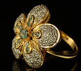 Чудесное кольцо с чистейшими александритами и бриллиантами Золото