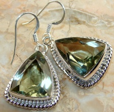 Серьги с зеленым аметистом Серебро 925