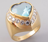 Массивное кольцо с топазом и бриллиантами Золото