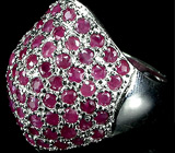 Широкое кольцо с рубинами Серебро 925