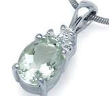 Кулон с зеленым аметистом Серебро 925