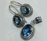 Комплект с синим кварцем Серебро 925