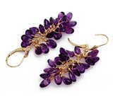 Серьги с гроздьями аметистов Золото