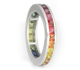 Кольцо с радугой из разноцветных сапфиров Золото