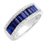 Кольцо с ярко-синими сапфирами и бриллиантами Золото