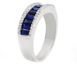Кольцо с ярко-синими сапфирами и бриллиантами Золото
