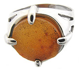 Кольцо с персиковой друзой агата Серебро 925