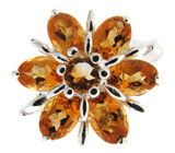 Кольцо-цветок с золотистыми цитринами Серебро 925