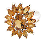 Замечательное кольцо с золотистыми цитринами Серебро 925