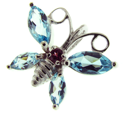 Кулон из коллекции "Spring" с топазами и родолитом гранатом