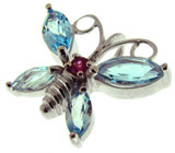 Кулон из коллекции "Spring" с топазами и родолитом гранатом Серебро 925