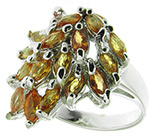 Кольцо с золотистыми и оранжевыми сапфирами Серебро 925