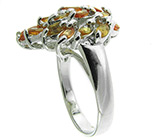 Кольцо с золотистыми и оранжевыми сапфирами Серебро 925
